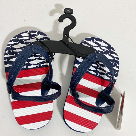 Boys Red, White, & Blue Flip Flops Sandals Size 6/7 - Picture 4 of 7